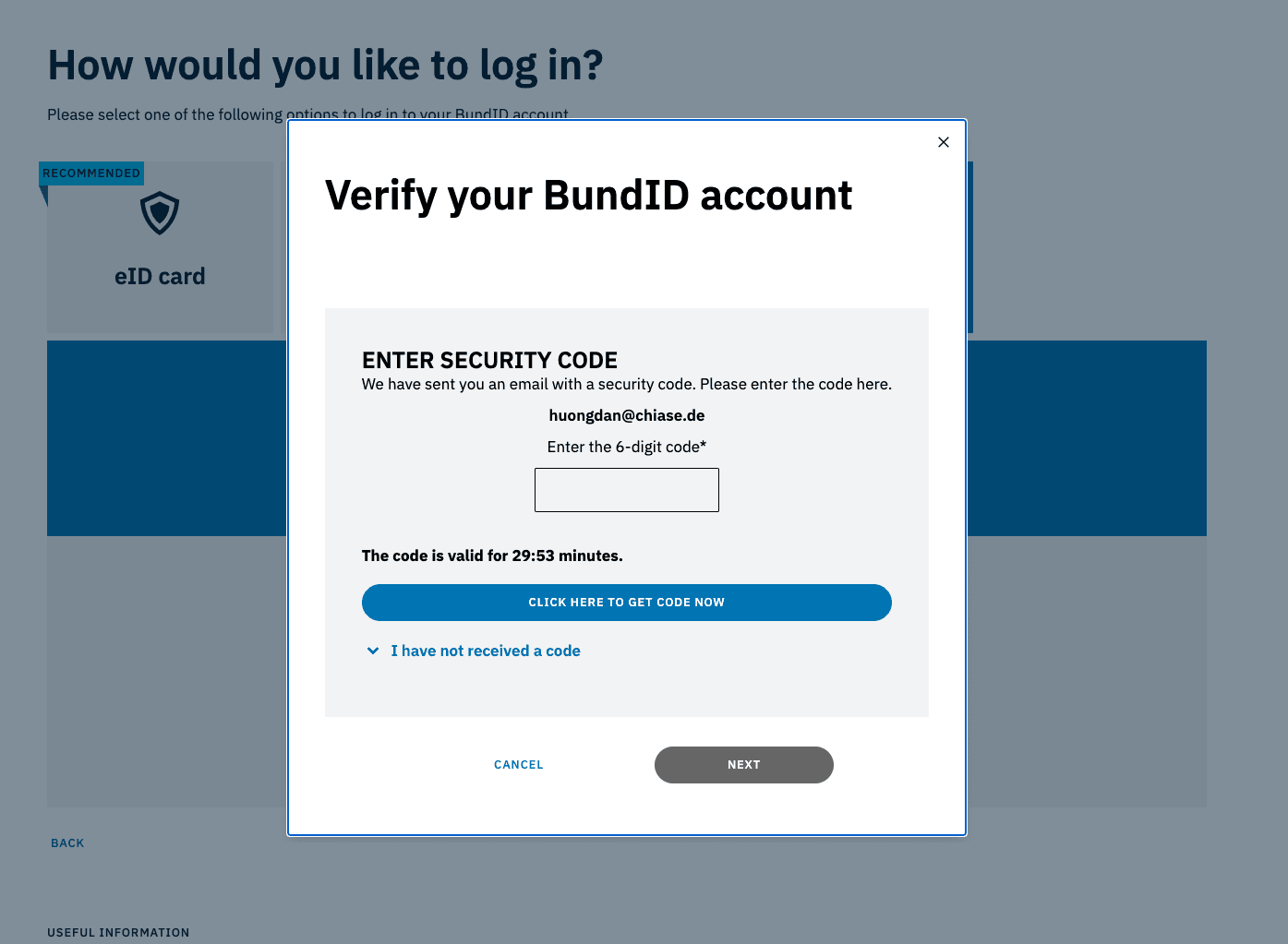 Xác thực 2FA khi đăng nhập — nhập mã 6 số từ email